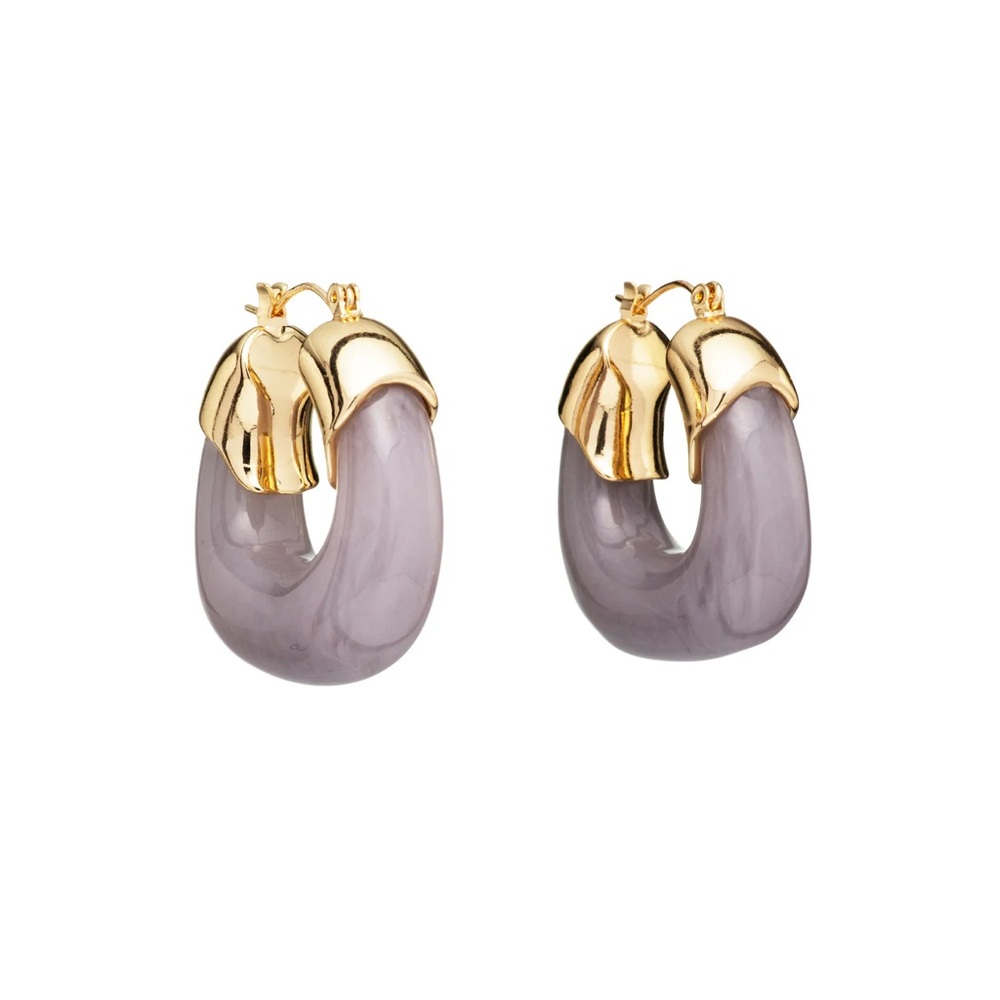 New in box MAYAMAR resign Elegant Gold and Gray Hoop Earrings - Picture 4 of 4